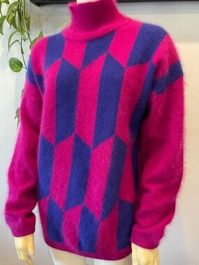 Pristine vintage Richard & Company mohair and lambswool geometric sweater L